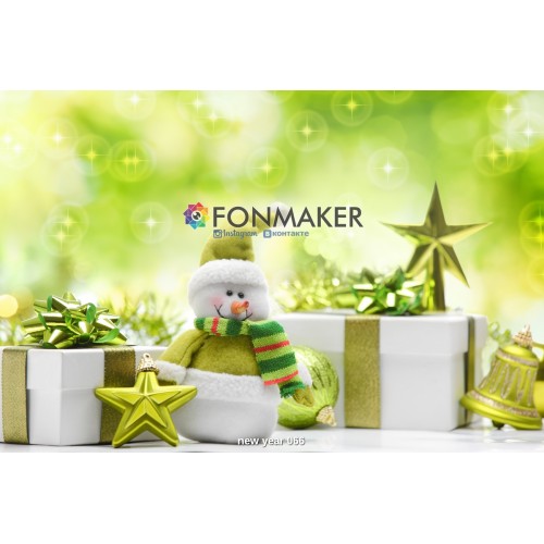 Фотофон Зеленые подарки для фотосъемки FONMAKER — НОВОГОДНИЙ 066
