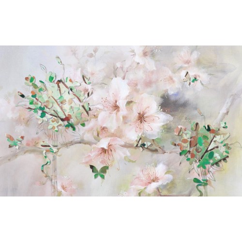 Розовая акварель с веткой магнолии