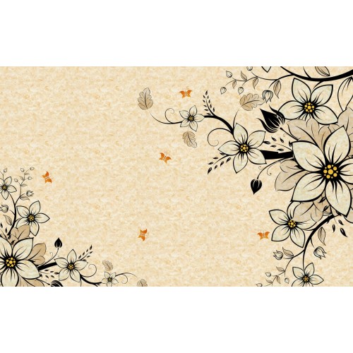 Фреска Цветущий куст с бабочками