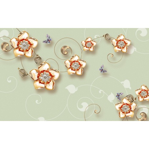 Фреска Узор из перламутровых цветов