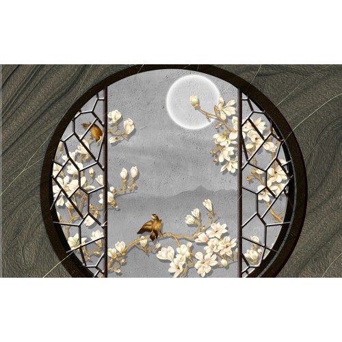 Фреска Соловьи на веточке магнолии