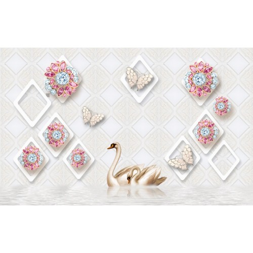 Фреска Лебеди и броши в ромбах