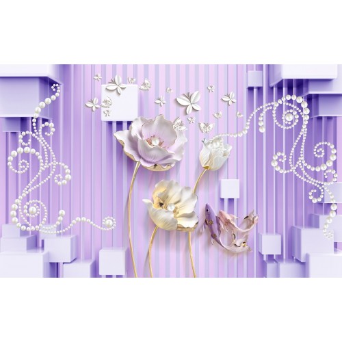 Белые лотосы в лиловых тонах