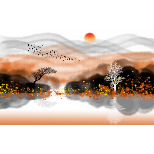 Необыкновенный рассвет в золотом лесу