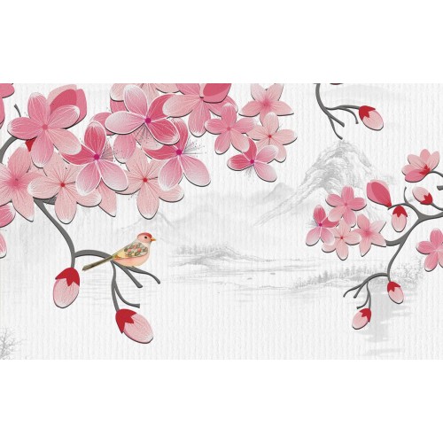 Фреска Весенние трели птиц в горах