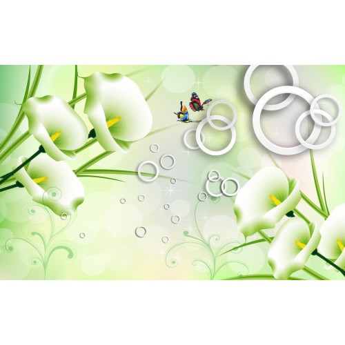 Белые каллы в воздушных пузырьках