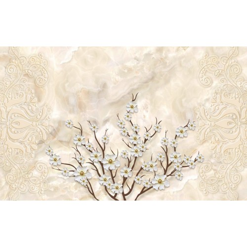 цветущий куст в песочных узорах