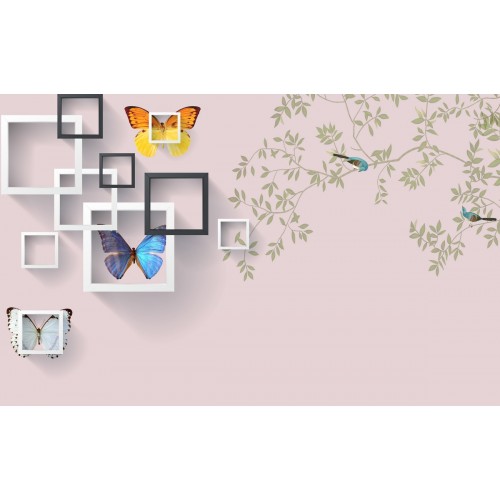 Фреска Изумительные квадраты с бабочками