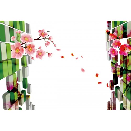 Фреска Сакура в зеленой графике