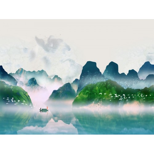 Лодочка в туманных горах