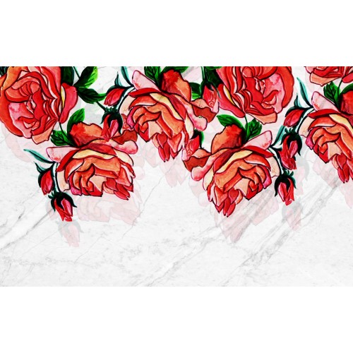 Витражные красные розы