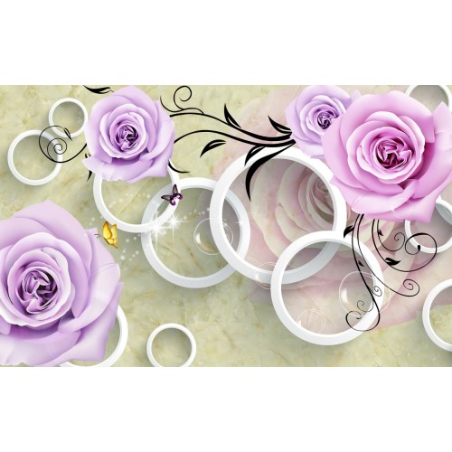 Фреска Лиловые розы в серебрянных кольцах