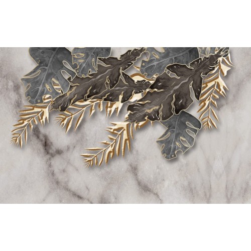 Фреска Золотые тропики в мраморе