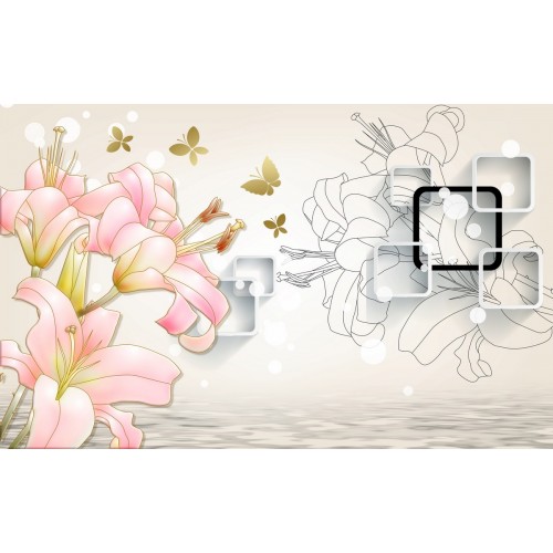 Фреска Наброски розовых лилий