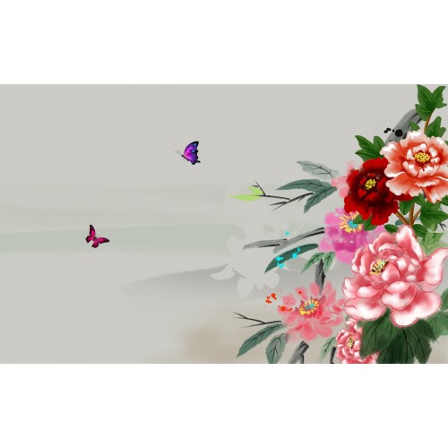 Фреска Букет пионов