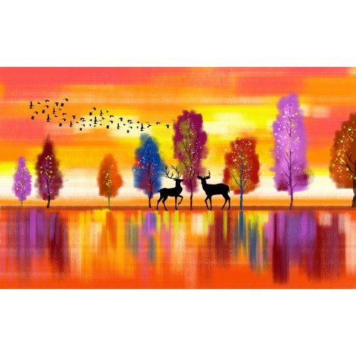 Фреска Лес в багровых тонах