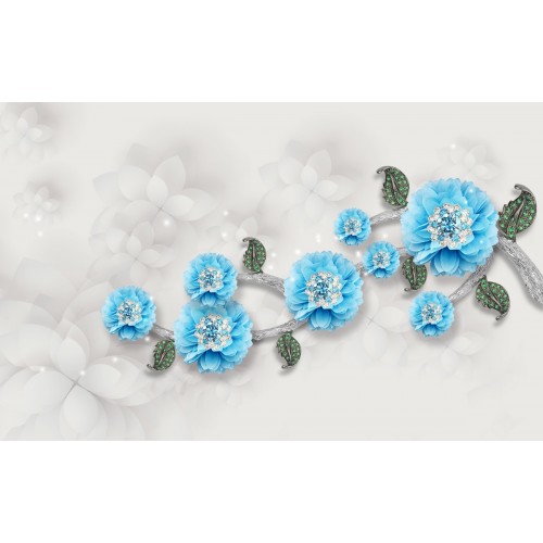 Фреска Цветы в изумрудах