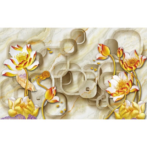 Золотые кувшинки в геометрическом мреморе