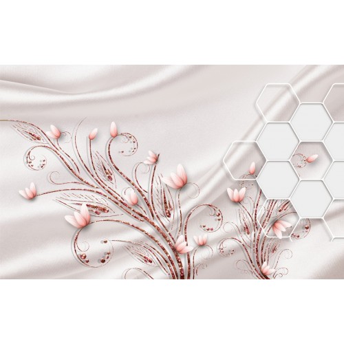 Фреска цветы в серебре