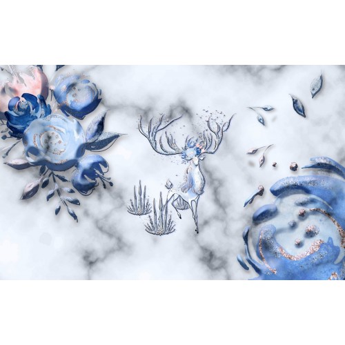 Фреска Олень в голубой дымке