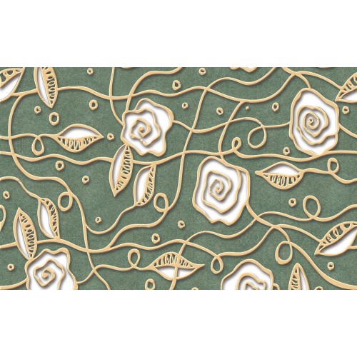 Фреска Золотые розы в болотных оттенках