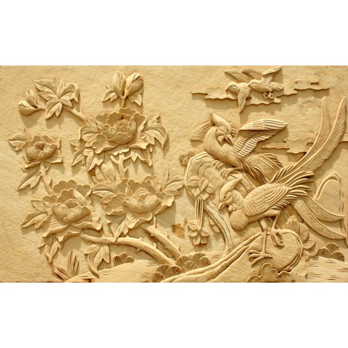 Фреска Гравюра оттенка слоновой кости