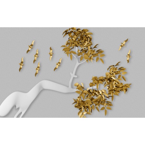 Золотое дерево в белом