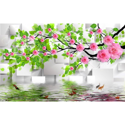 Фреска Весеннее дерево с рыбками