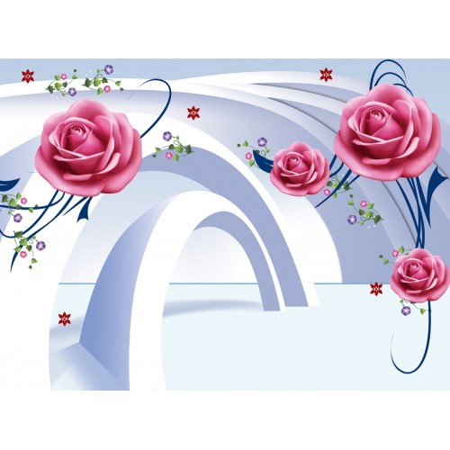 Фреска Кустовые розы в белых арках