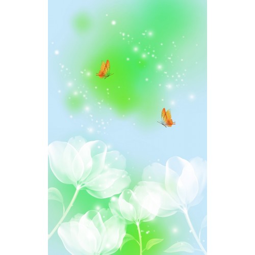 Фреска Воздушные цветы с бабочками