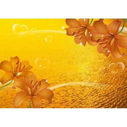 Фреска Янтарные лилии в золотом закате