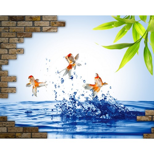 Янтарные рыбки в воде