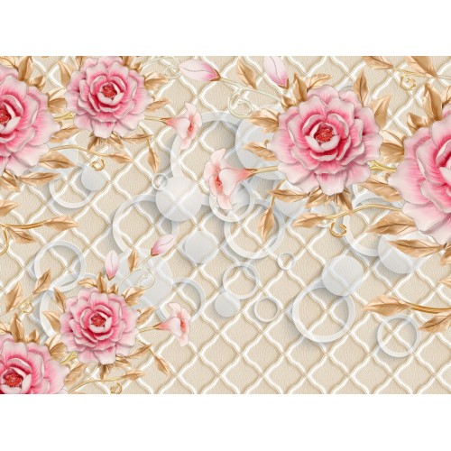 Фреска Великолепные розы в золотых напылениях