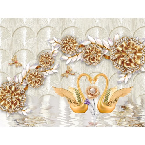 Фреска Золотые лебеди в арках