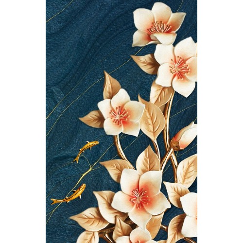 Фреска Цветы на темно синем фото