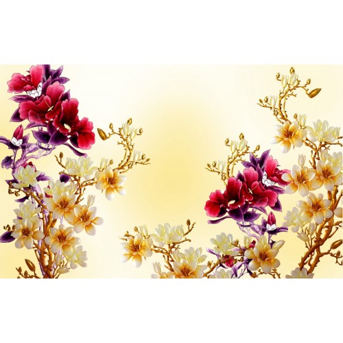 Пурпурные цветы в золоте