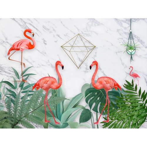 Фреска Фламинго в современном стиле