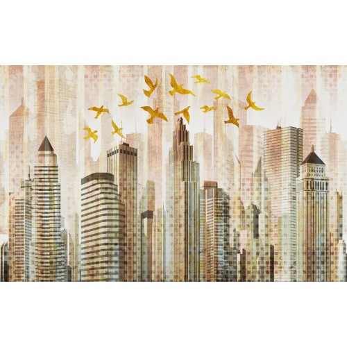 Фреска Золотые птицы города