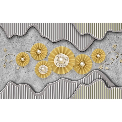 Фреска Жемчуг в золотых веерах