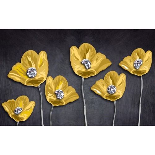 Золотые маки с брилиантами