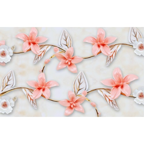 Фреска Розовый коралл в цветах