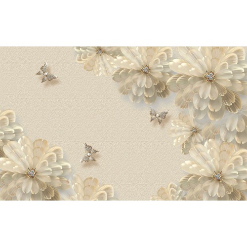 Фреска Кремовые розы в кремовых тонах