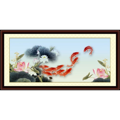 Картина девять карпов богатства