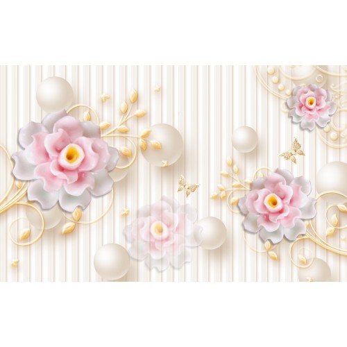 Фреска Сахарные розы с жемчугом