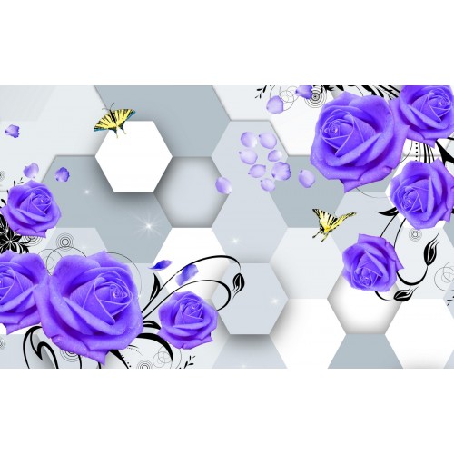 Фреска Мозаичное очарование фиолетовых роз