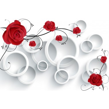 Красные розы в серебрянных кольцах