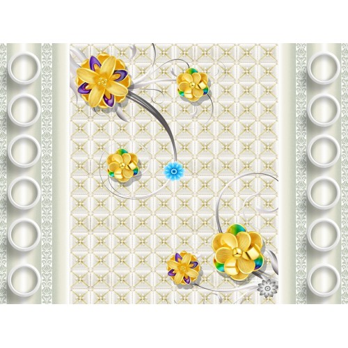 Фреска Золотые каметы цветов