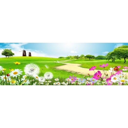 Фреска Зеленое поле цветов