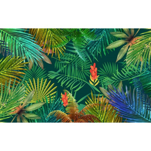 Фреска Сверкающие тропические листья