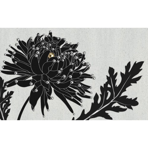 Фреска Черные пионы в жемчуге